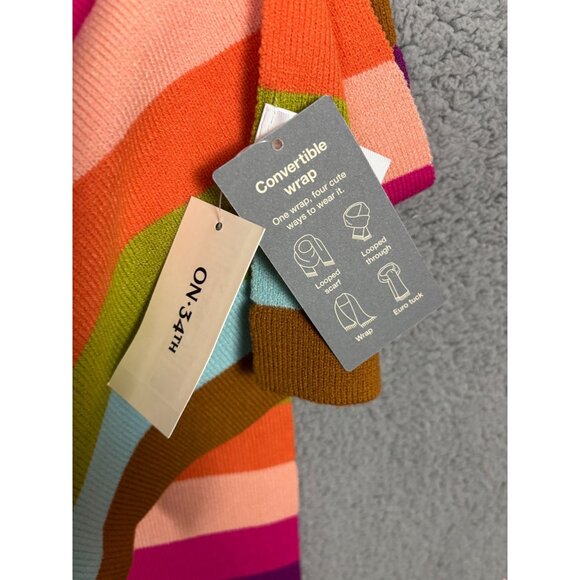 Bright Multicolor Striped Convertible Wrap Scarf By On-34th OS New With Tag's - Picture 5 of 6
